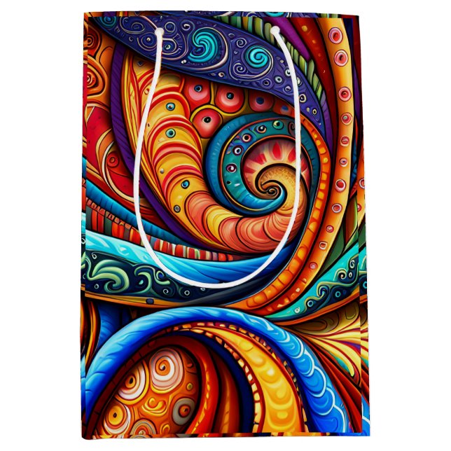 Vivid Colourful Swirls Medium Gift Bag (Front)