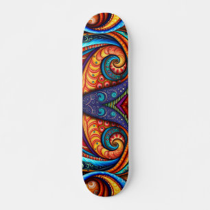 Vivid Colourful Swirls Skateboard
