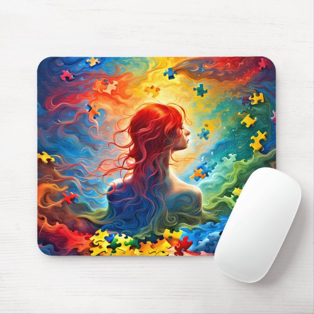 Vivid Colours Autism Mom Mousepad (With Mouse)