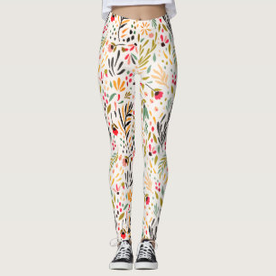 Vivid Colours,Contemporary Foral Design Leggings