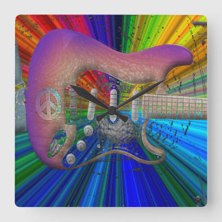 Vivid Colours Peace Guitar Clock