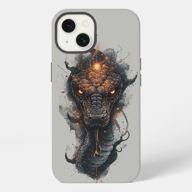 Vivid Cosmic Serpent With Expansive Space iPhone Case (Back)