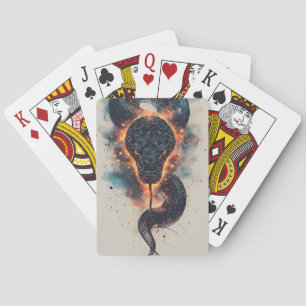 Vivid Cosmic Serpent With Expansive Space Playing Cards