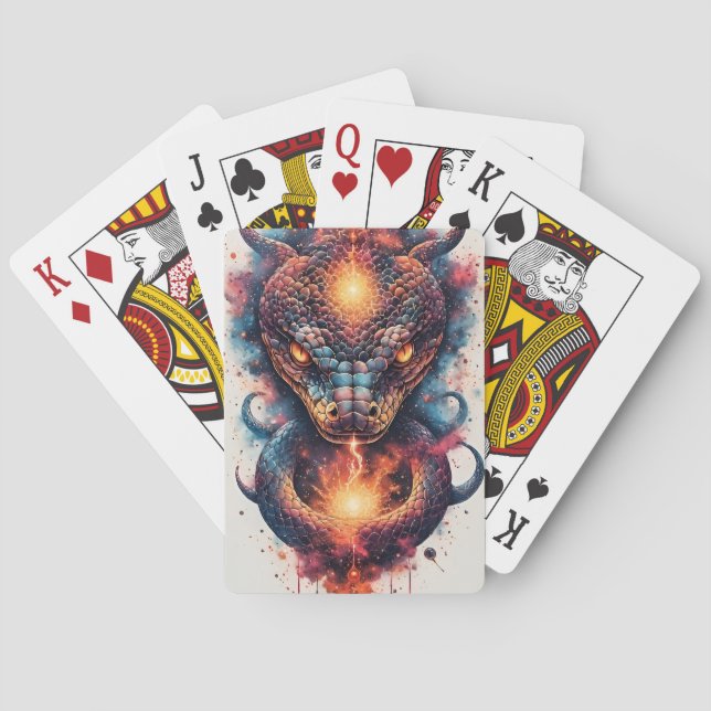 Vivid Cosmic Serpent With Expansive Space Playing Cards (Back)