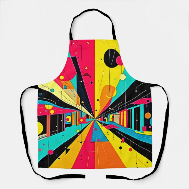 Vivid Dreams: A Neon Odyssey Apron (Front)
