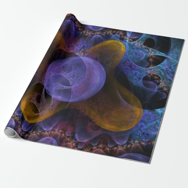 Vivid Dreams Psychedelic Digital Art Wrapping Paper (Unrolled)