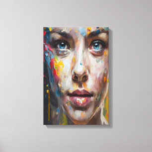 Vivid Expression – Abstract Portrait Art Canvas Print