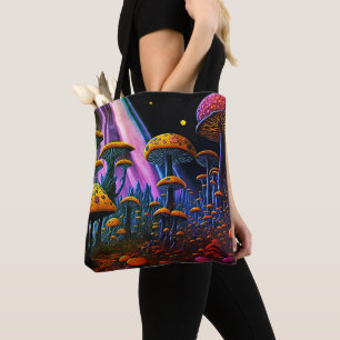 Vivid Fantasy Mushroom Planet Tote Bag