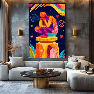 Vivid Fauvist Vision of The Thinker Canvas Print