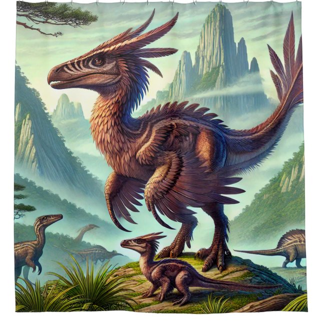Vivid Feathered Dinosaur Scene (Front)