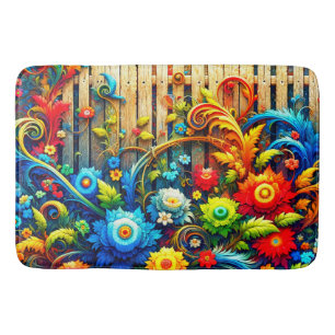 Vivid Floral Swirl Garden Bath Mat