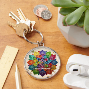"Vivid Flower Mandala" Keychain