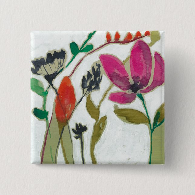 Vivid Flowers 2 Inch Square Button (Front)
