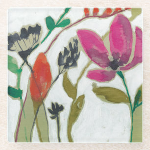 Vivid Flowers Glass Coaster