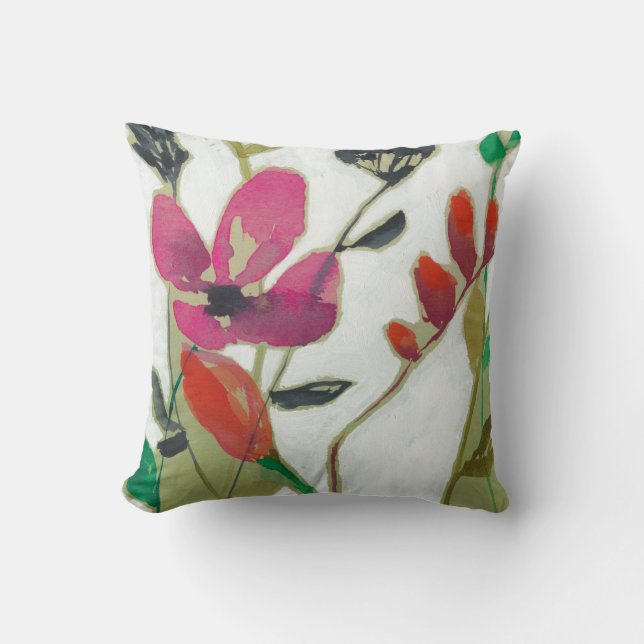 Vivid Flowers I Throw Pillow (Front)