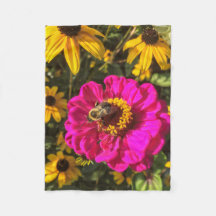 Vivid Flowers with Bee