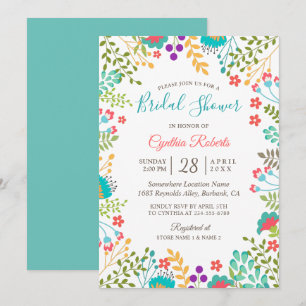 Vivid Fresh Spring Floral Cute Bridal Shower Invitation