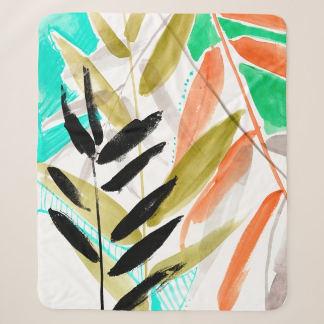 Vivid Fronds II Sherpa Blanket (Front)