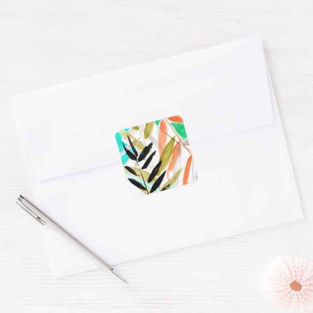 Vivid Fronds II Square Sticker (Envelope)
