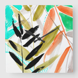 Vivid Fronds II Square Wall Clock