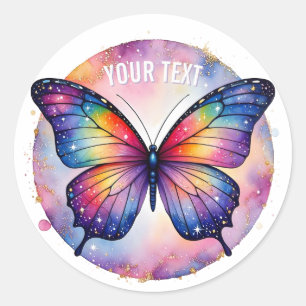 Vivid Galaxy Butterfly Classic Round Sticker