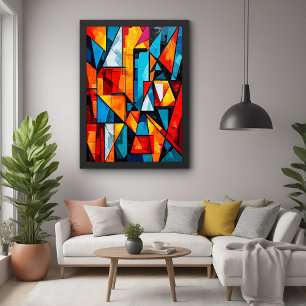 Vivid Geometric Abstract - Dynamic Cubist Wall Art