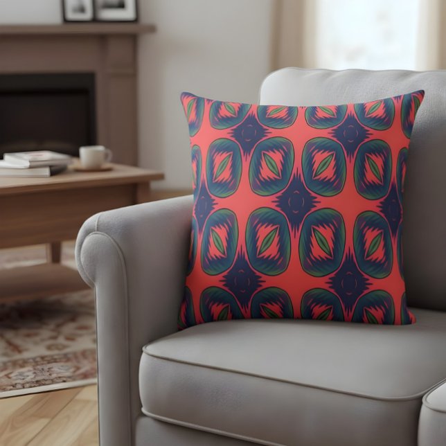 Vivid Geometric Abstract Pattern Throw Pillow (Creator Uploaded)