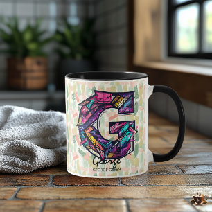 Vivid Geometric Monogram Mug - G for George