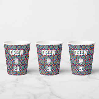 Vivid Geometric Trippy Multicolored Energetic Paper Cups
