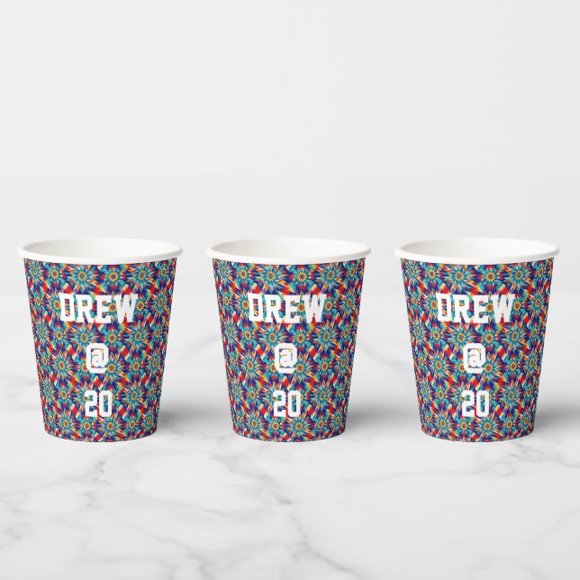 Vivid Geometric Trippy Multicolored Energetic Paper Cups (Multi)
