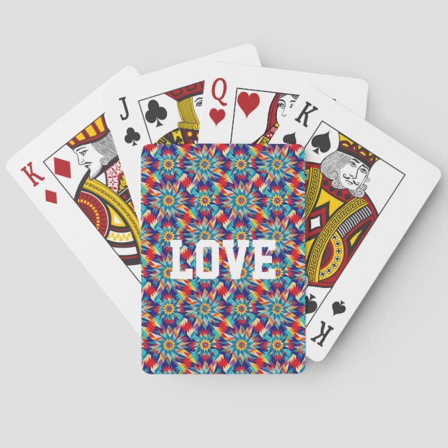 Vivid Geometric Trippy Multicolored Energetic Playing Cards (Back)