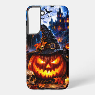 Vivid Glowing Pumpkin Witch Hat Galaxy S22+ Case