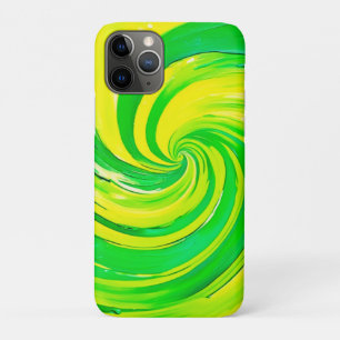 Vivid Green and Yellow Swirl Art iPhone 11 Pro Case