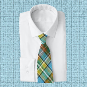 Vivid Green, Yellow, Burnt Orange & Blue Plaid Tie