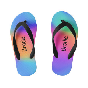 Vivid Holographic Personalized Kids Flip Flops