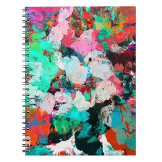 Vivid im of the paint blots concept in shabby grun notebook