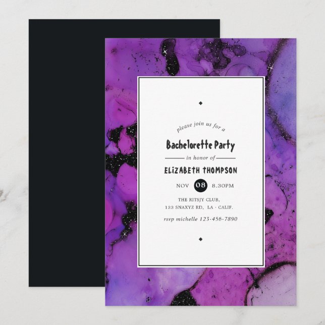 Vivid Ink Splash Bachelorette Party Invitation (Front/Back)