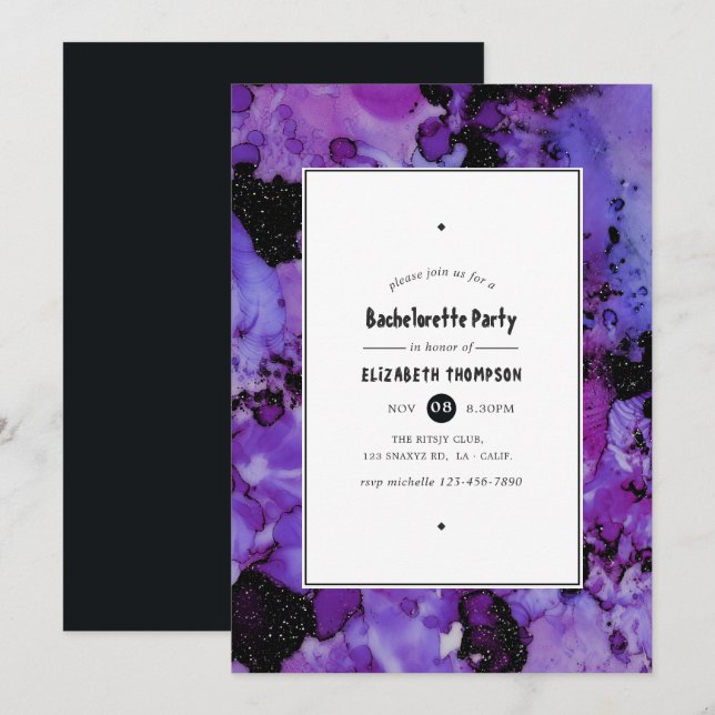 Vivid Ink Splash Bachelorette Party Invitation (Front/Back)