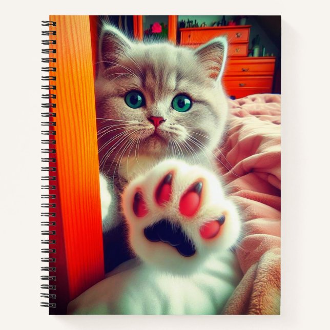 Vivid Kitten Paw Portrait Notebook (Front)