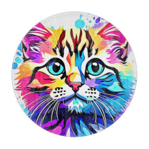 Vivid Kitty Vibes Design Cutting Board