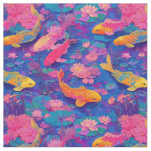 Vivid Koi Water Scene Fabric