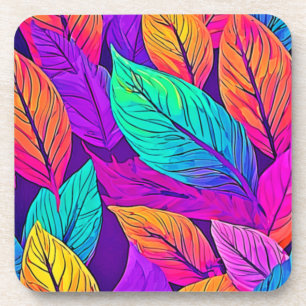 Vivid Leaf Pattern Coaster