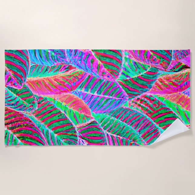 Vivid Leaf Pattern Design Beach Towel (Front)