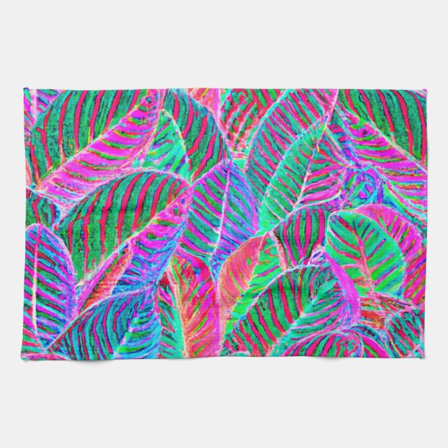 Vivid Leaf Pattern Design Kitchen Towel (Horizontal)