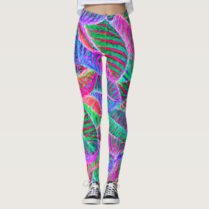 Vivid Leaf Pattern Design Leggings