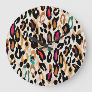 Vivid Leopard Animal Prints Large Clock