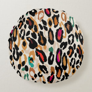 Vivid Leopard Animal Prints Round Pillow