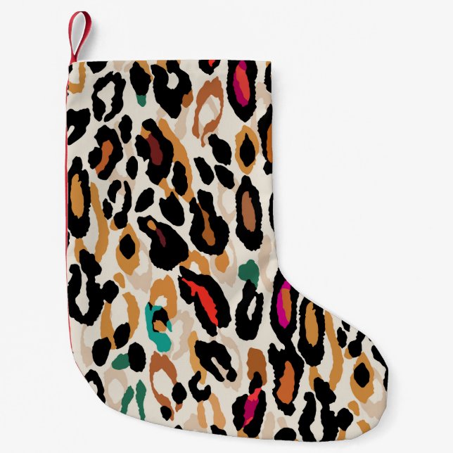 Vivid Leopard Animal Prints Small Christmas Stocking (Front)