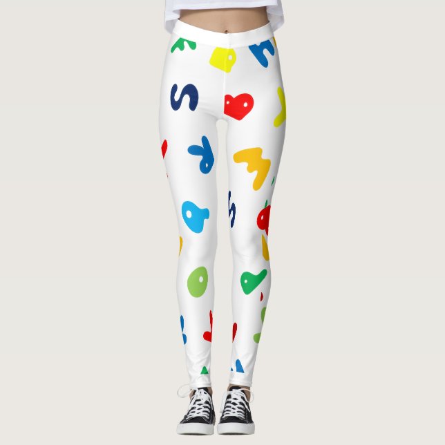 Vivid Letters Splash All-Over Print Leggings (Front)