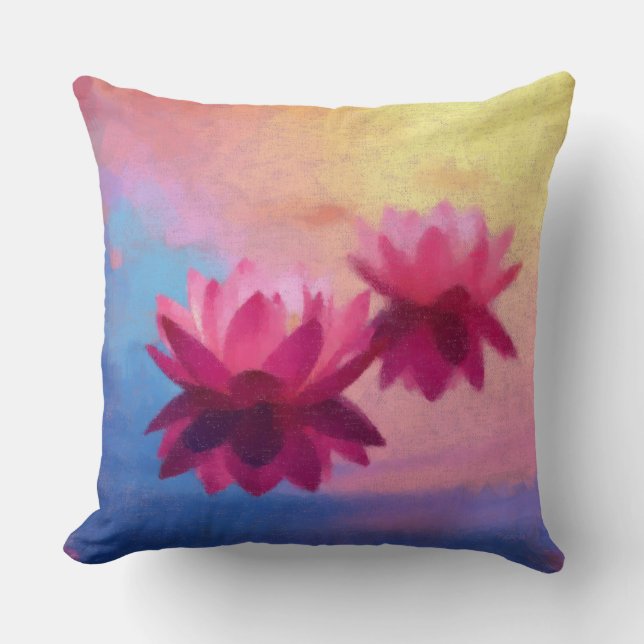 Vivid Lotus Throw Pillow (Front)